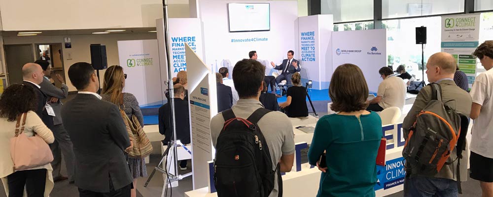 Audience engaged with high-level interviews at Digital Media Zone at Innovate4Climate in Barcelona