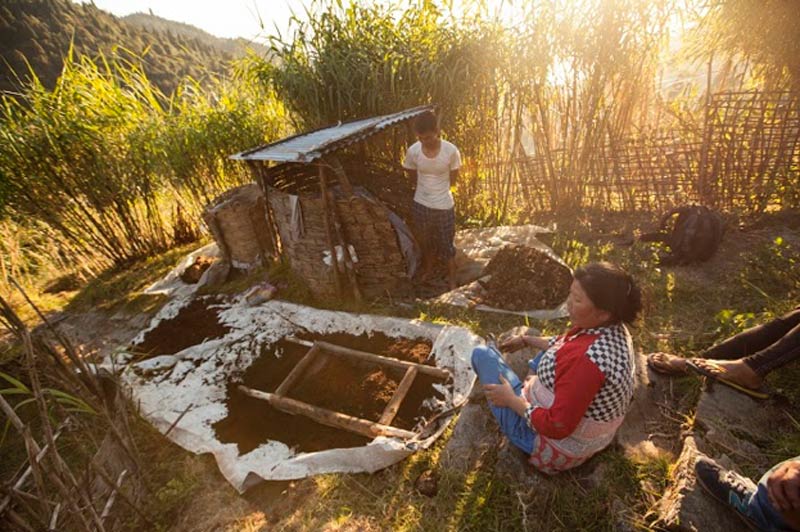 Composting in Rajahatta Village, Darjeeling, West Bengal, India