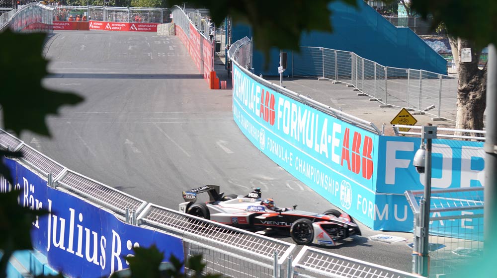 Formula E car rocking in Santiago de Chile. Photo Credit: Max Thabiso Edkins / Connect4Climate