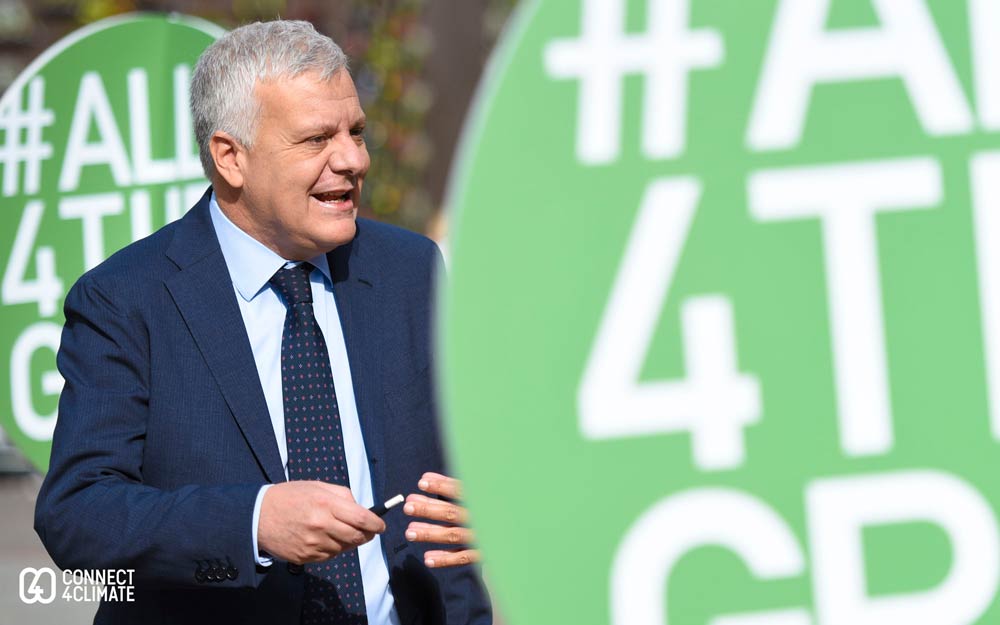 talian Environmental Minister Gian Luca Galletti at Piazza Maggiore, Bologna, Italy