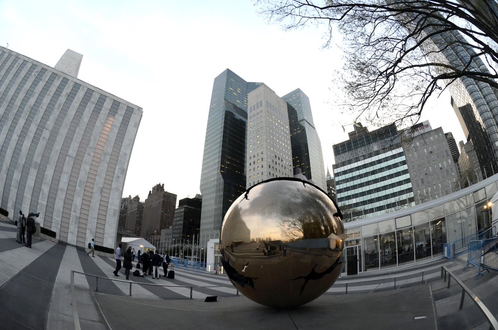 Outside the United Nations Headquarters in New York.