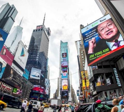 Eminem and Connect4Climate Take Times Square